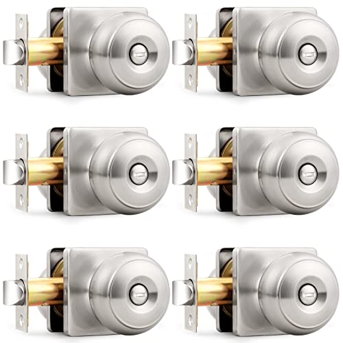 Probrico Brushed Nickel Square Door Knob (6 Pack)