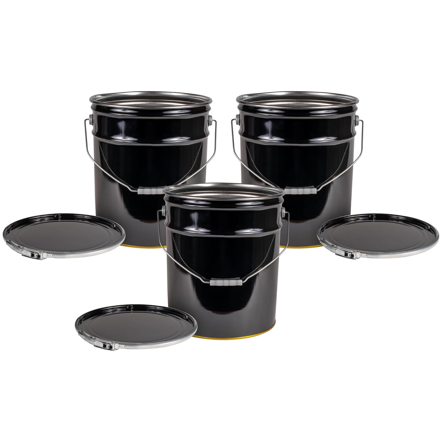 ATERET 5 Gallon Black Metal Bucket (3 Pack)