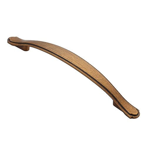 Alzassbg 10 Pack Antique Brass Cabinet Pulls, 5 Inch(128mm) Hole Centers Cabinet Handles Arch Kitchen Hardware for Cabinets and Drawer AL3028AE