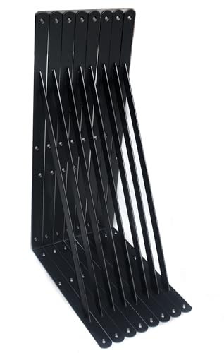 8 Pack L20 x H 12" Black Heavy Duty Shelf Brackets