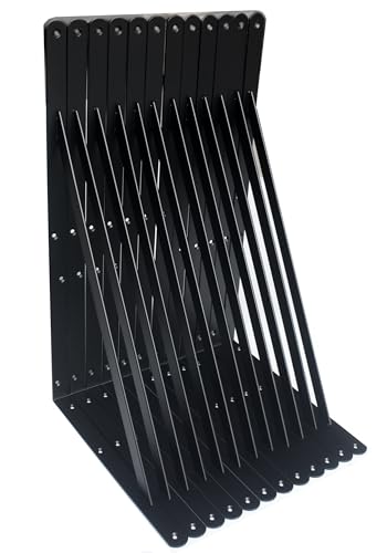 12 Pack L20 x H 12" Black Heavy Duty Shelf Brackets with Screws Metal Shelf Brackets Shelf Support Angle Brackets for Shelves L Brackets Heavy Duty Floating Shelf