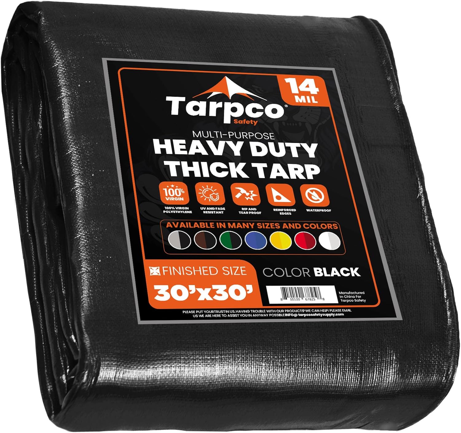 Tarpco Safety Extra Heavy Duty 14 Mil (Black 30 X 30)