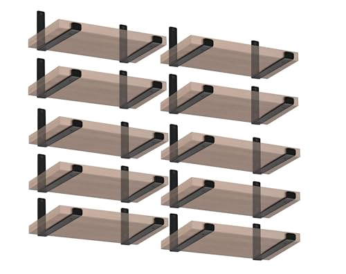 20 Pack - 11.25" L x 6" H x 1.5" W J Lip Shelf Brackets Rustic Farmhouse Iron Wall Floating Shelf Bracket Metal Shelf Bracket Industrial Shelf Supports with Screws Black