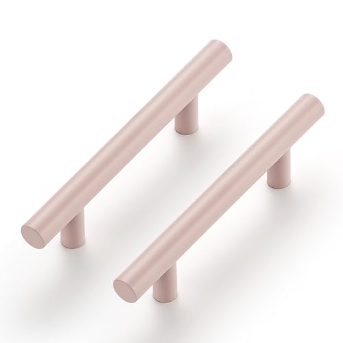 Ravinte 60 Pack | 5 Inch Cabinet Pulls Pink Stainless Steel Kitchen Drawer Pulls Cabinet Handles 5 InchLength, 3 Inch Hole Center