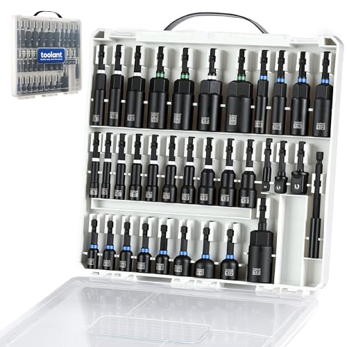 toolant 34 Piece SAE/Metric Nut Driver Set, Impact Driver Bit Set, Deep Nut Driver, Impact Socket Adapters, Wing Nut Driver, Tough Gift Case