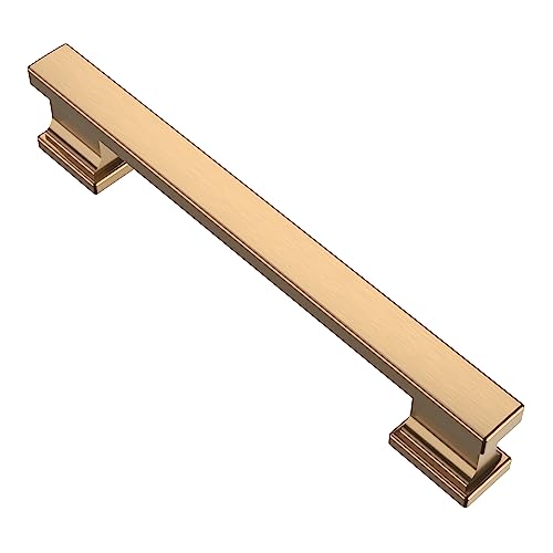 Alzassbg 10 Pack Champagne Bronze Cabinet Pulls, 5 Inch(128mm) Hole Centers Kitchen Cabinet Handles for Cabinets and Drawers AL3061TGP