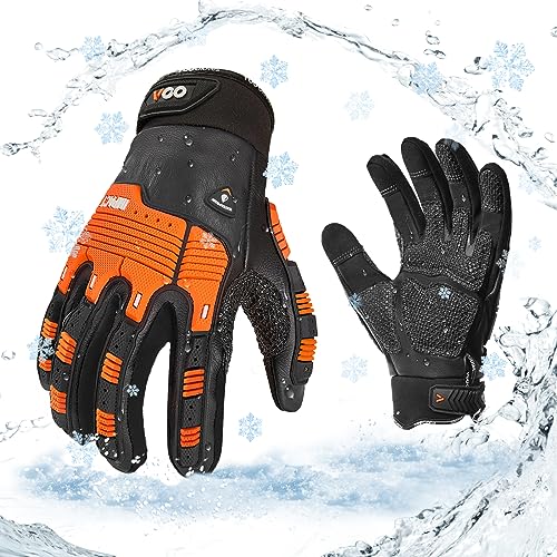 Vgo... 1 Pair -20C/-4F COLDPROOF,Winter Work Leather Gloves,Impact Gloves,Anti-Vibration,Water Resistant(CA7722FW)