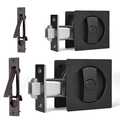 Dontay 2 Pack Pocket Door Privacy Lock (Matte Black)