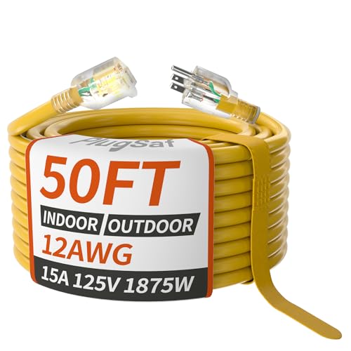 PlugSaf 50ft 12/3 Outdoor Extension Cord