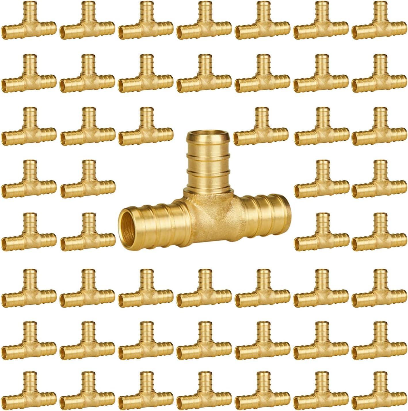 SUNGATOR 50-Pack 1/2" Pex Tee Fittings, Pex Fittings 1/2 Inch Tee, No Lead Brass, NSF, UPC Certified