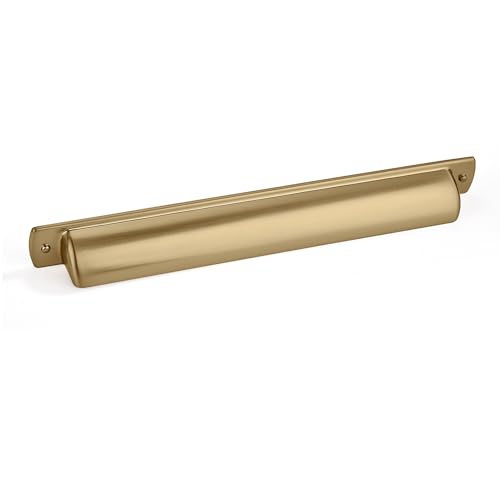 khtumeware 6 Pack 7" Drawer Pulls Brushed Brass Cabinet Cup Pulls Kitchen Hardware Brushed Gold Cabinet Handles Drawer Handles Knobs 7 inch Hole Center