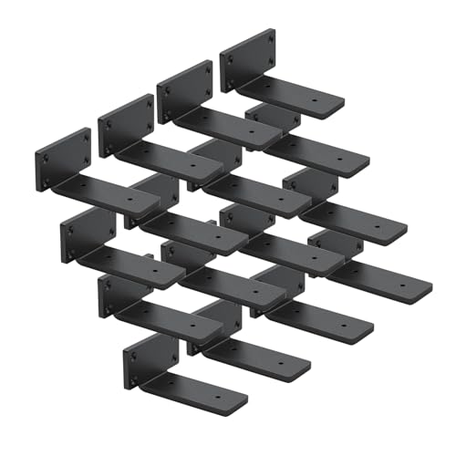 16 Pack Shelf Brackets 5 Inch Floating Shelf Bracket 1/5 inch Thick Heavy Duty Hidden Shelf Brackets Iron Metal Brackets for Shelf Support with Screw Included