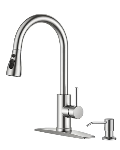 FORIOUS Kitchen Faucet with Soap Dispenser (Brushed Nickel)