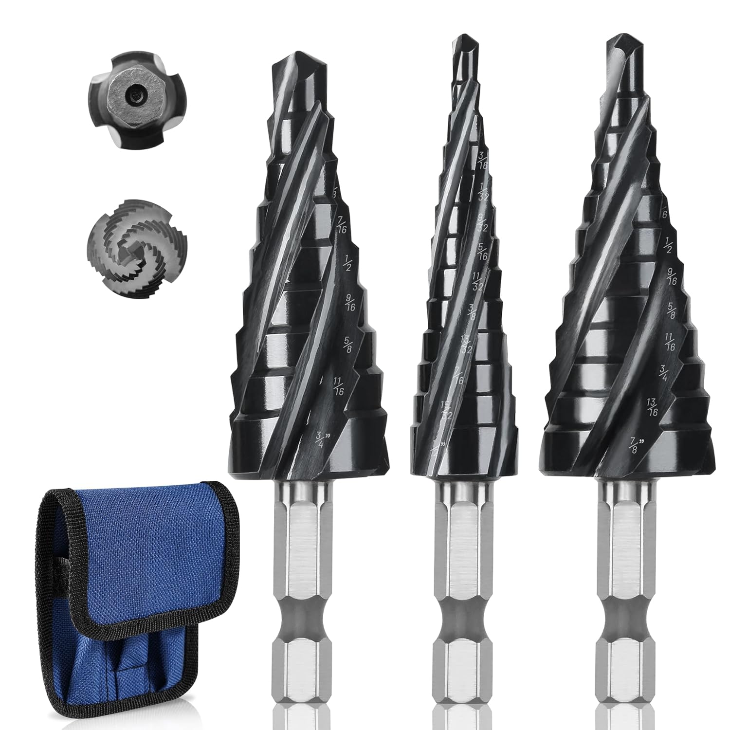 3 PCS Cobalt M35 Step Drill Bits Set