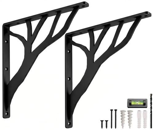 Rustic Tree Black Heavy Duty Shelf Brackets 12 inch