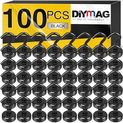 DIYMAG Magnetic Hooks (100 Pack - Black)
