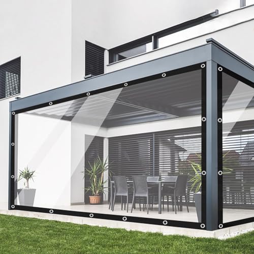 Clear Tarp 9' x 12', 15 OZ Clear Vinyl PVC Tarp Waterproof Tarpaulin 100% Transparent PVC Tarps Upgrade to Double The Cold Resistance-Temperature from -5F to 140F