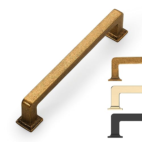 10 Pack Antique Brass Cabinet Pulls 3 Inch Kitchen Cabinet Handles Vintage Drawer Pulls Kitchen Handles for Cabinets Retro Dresser Pulls Drawer Handle