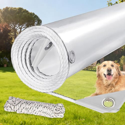 Clear Tarps Heavy Duty PVC, Transparent Tarp Durable Waterproof Dustproof Windproof, Tarpaulin with Grommets & Ropes for Greenhouse, Patio, Garden, Pavilion, Chicken, Porch, Outdoor(12' x 16')