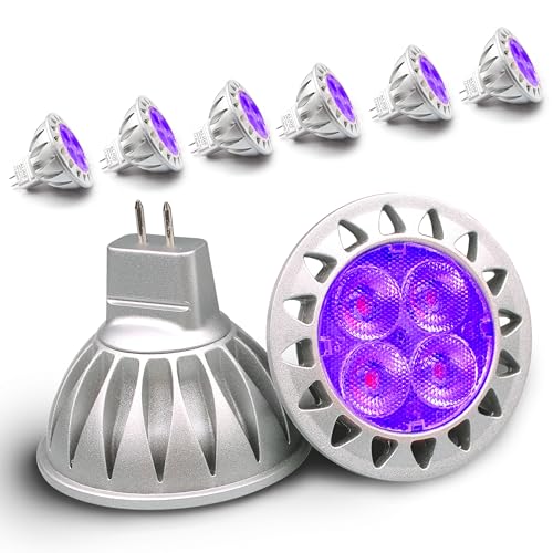 ALIDE Purple MR16 GU5.3 Led Bulbs 5W,20W 35W 50W Halogen Equivalent,12V Low Voltage MR16 Led Purple Bulbs for Halloween Outdoor Landscape Yard Garden Tree Pool Holiday Lighting,38 Deg,6 Pack
