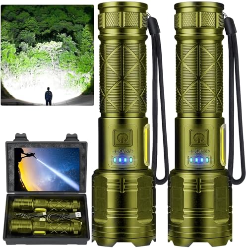 Rechargeable Flashlights High Lumens Flash Light, 900,000 Lumen Super Bright LED Flashlight, Powerful USB Rechargeable Flashlight Adjustable with Work Light, Waterproof Flashlights for Hiking Camping