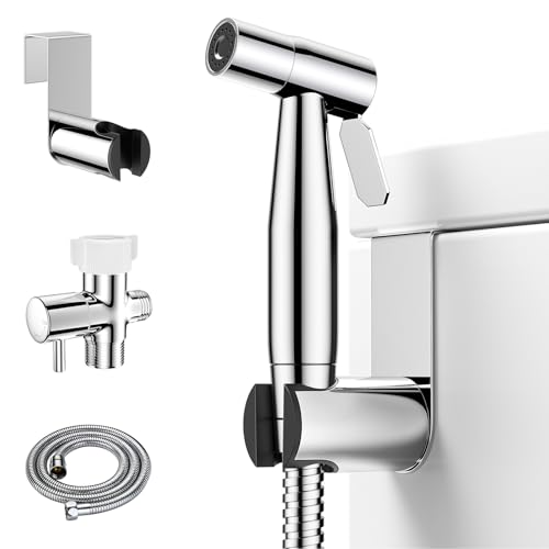 Arofa Chrome Handheld Bidet Sprayer for Toilet - Stainless Steel Cloth Diaper Jet Spray, Adjustable Water Pressure Control with Bidet Spray Hoses, Bidet Toilet Sprayer for Baby/Feminine Wash