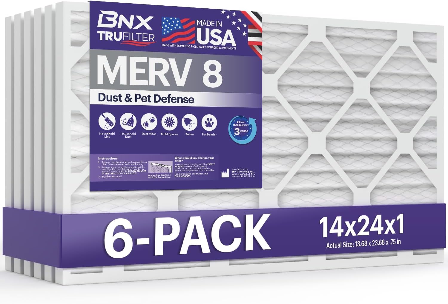 BNX TruFilter 14x24x1 MERV 8