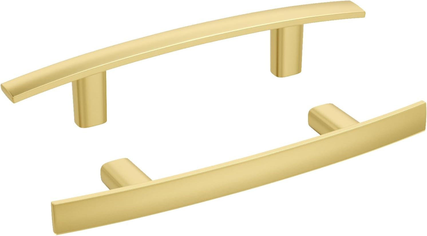homdiy 20 Pack Brushed Gold Cabinet Handles Curved Gold Pulls for Kitchen Cupboard Brass Drawer Pulls 3 inch Hole Center Solid Zinc Alloy Cabinet Hardware