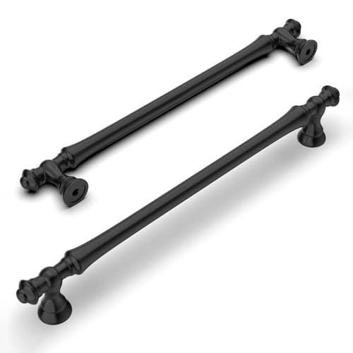 Amerdeco 10 Pack Matte Black Cabinet Pulls 6.3 Inch(160mm) Hole Center Cabinet Hardware Kitchen Cabinet Handles for Bathroom Drawer Pulls Dresser Pulls ZH0014...