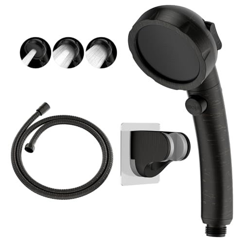 KAIYING Drill-Free High Pressure Handheld Shower Head with ON/OFF Pause Switch 3 Spray Modes Water Saving Showerhead, Detachable Puppy Shower Accessories (Oil-Rubbed Bronze)