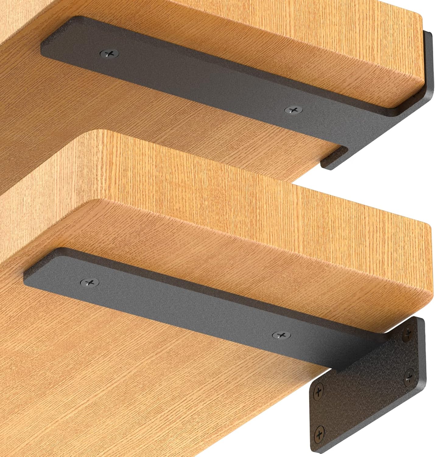 6 Pack Floating Shelf Brackets,14 inch Heavy Duty Industrial Shelf Bracket, Black Metal L Brackets for Shelves Support DIY(1/5 Inch Thicked)