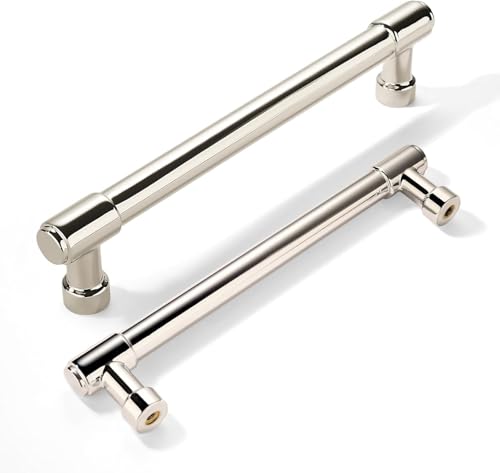 khtumeware Polished Nickel Cabinet Pulls - Center to Center 4" (102MM) - Pack of 10 - Kitchen Handles for Cabinets Cupboard Handles Drawer Pulls.