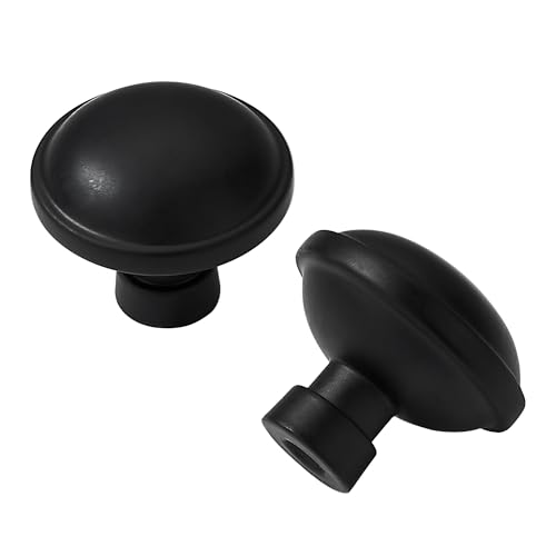 Khtumeware 10 Pack Large Cabinet Knobs - Matte Black, 1-3/4 inch (44 mm) Diameter, Heavy Duty Zinc Knobs for Kitchen Drawer Pulls and Dresser Drawers