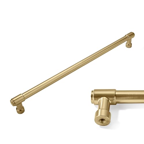 Khtumeware 6 Pack Brushed Brass Cabinet Pulls - 10 Inch (256mm) Center to Center Heavy Duty Handles for Cabinets and Dressers - Gold Pulls
