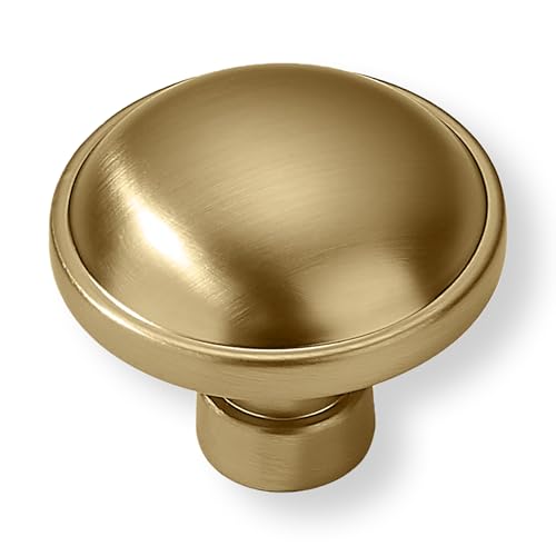 Khtumeware 10 Pack Large Cabinet Knobs Brushed Brass 1-3/4 Inch (44 mm) Diameter Heavy Duty Zinc Kitchen Drawer Pulls Door Dresser Handles for Drawers