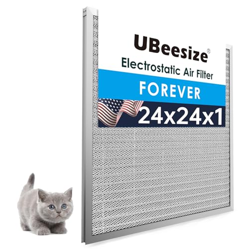 UBeesize 24x24x1 Reusable Electrostatic Air Filter HVAC AC Furnace Filter,MERV 8,Washable,Lasts a Lifetime,Permanent Air Filter,Breathe Fresher,Home And Office(Actual Size:23.39x23.39x0.82Inch)
