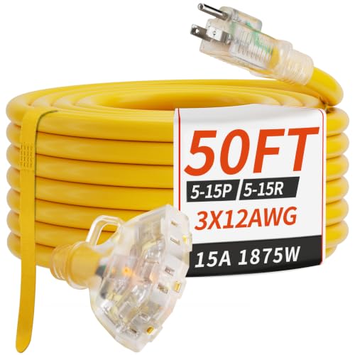 50 FT 12/3 Gauge Outdoor Extension Cord