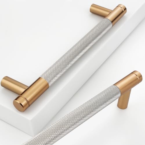 20 Pack 5 Inch 128 mm Bronze and Nickel Knurled Cabinet Handles