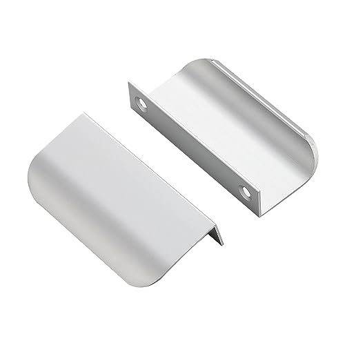 Ravinte 40 Pack Finger Pulls for Cabinets - 64mm/2.52in Hole Center Tab Handle - Silver Edge Pulls Concealed Handles for Kitchen Drawer - 80mm/3.15in Length