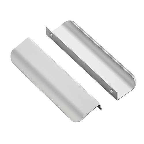 Ravinte 30 Pack Finger Pulls for Cabinets - 128mm/5in Hole Center Tab Handle, Silver Edge Pulls, Concealed Handles for Kitchen Drawer - 150mm/5.91in Length