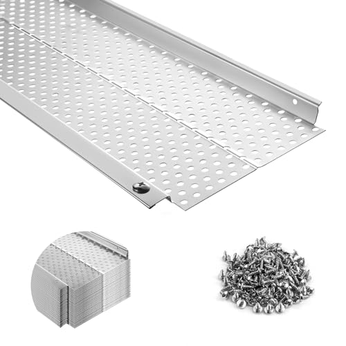 5 inch Gutter Guard, 26 Pack, 104ft, Aluminum Mesh Leaf Guards, DIY Leaf Filter Gutter Protection Cover, Raptor Gutter Guard Cleaning Tools for Downspout, Roof, with Screws