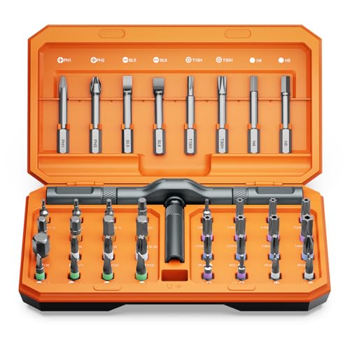 AMIR 42 in 1 Magnetic Screwdriver Set, Ratchet Screwdriver Set with Multi Bit, DIY Repair Tool Kit with Versatile T Handle for Furniture, Computer, Bicycle, Electronic Repair
