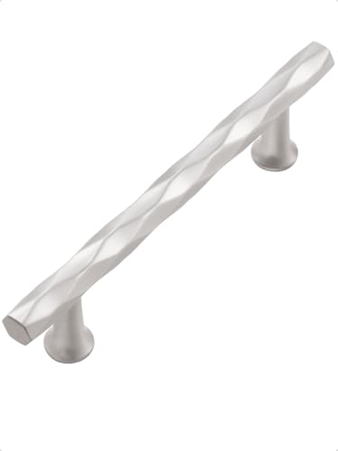 Brushed Nickel Cabinet Pulls 3.78" Hole Center 10 Pack Hammered Silver Cabinet Handles Decorative Kitchen Drawer Dresser Cupboard Bathroom Vanity Cabinet Hardware Rhombus