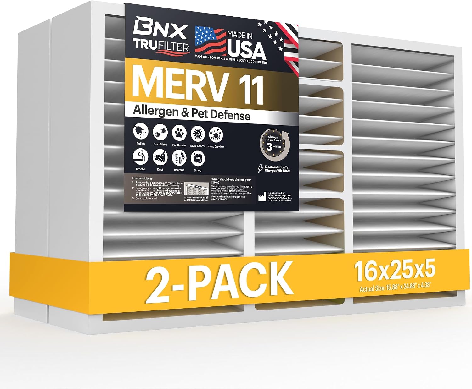 BNX TruFilter 16x25x5 MERV 11