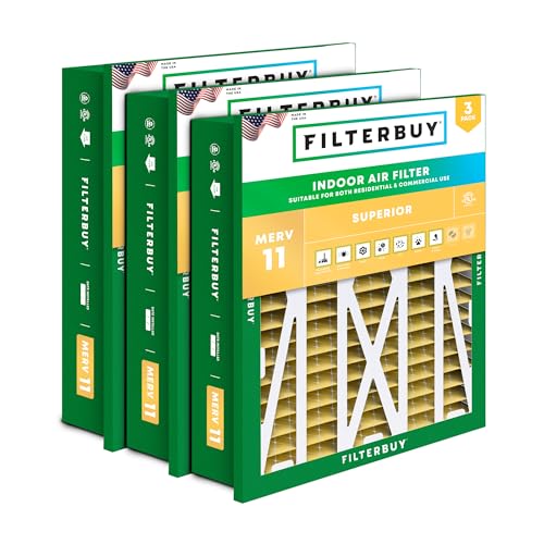 Filterbuy 20x25x5 Air Filter MERV 11 Superior Pet & Allergy Defense (3-Pack), Electrostatic Pleated HVAC AC Furnace Filters Replacement for Honeywell Return Grille (Actual Size: 18.38 x 23.38 x 3.69)