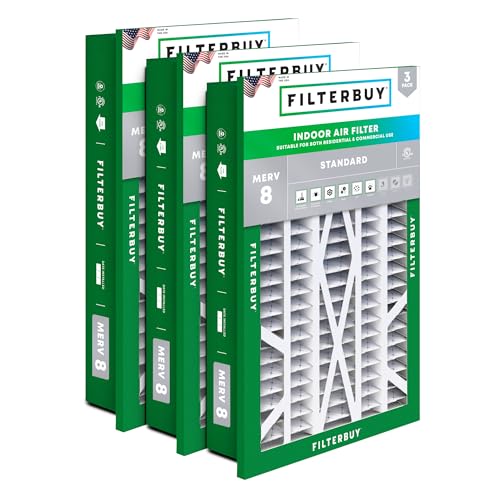Filterbuy 20x30x5 Air Filter MERV 8 Essential Dust & Allergy Defense (3-Pack), Electrostatic Pleated HVAC AC Furnace Filters Replacement for Honeywell Return Grille (Actual Size: 18.38 x 28.63 x 3.69)