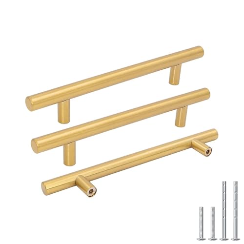 goldenwarm 30 Pack Kitchen Cabinet Pulls Brushed Brass Drawer Pulls Gold 5in Cabinet Handles Modern Hardware for Kitchen Cupboard Bedroom Drawer Bathroom Furniture Door