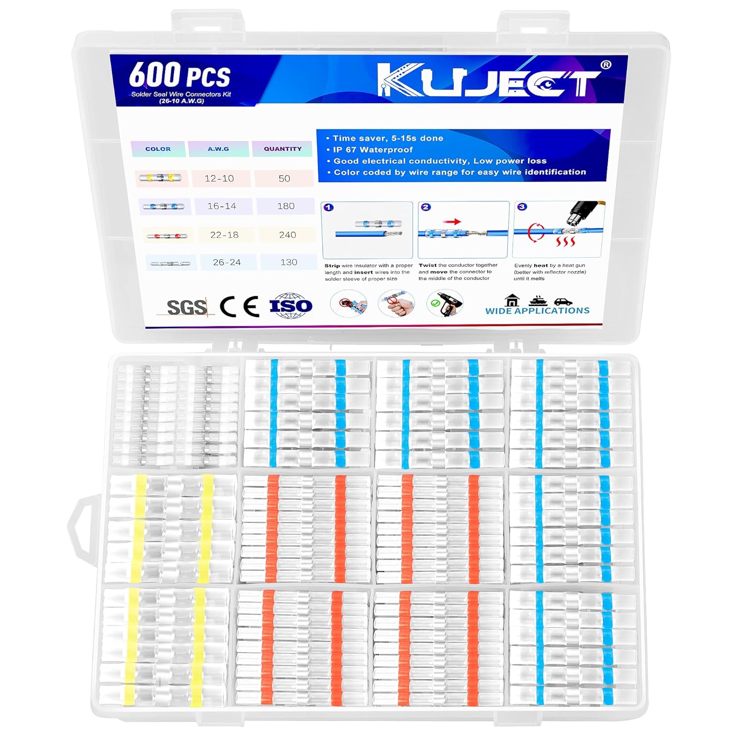 Kuject 600PCS Solder Seal Wire Connector Kit