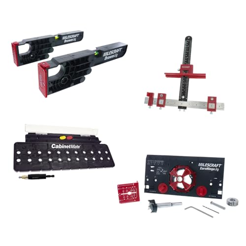 Milescraft 7300 Cabinet Kit  Cabinet Hardware Jig, Shelf Pin Jig, Hinge Jig and Drawer Slide Jig. Cabinet Handles, Drilling Jig, Euro Concealed Hinge Jig, Drawer Installation Jig  Ultimate Bundle
