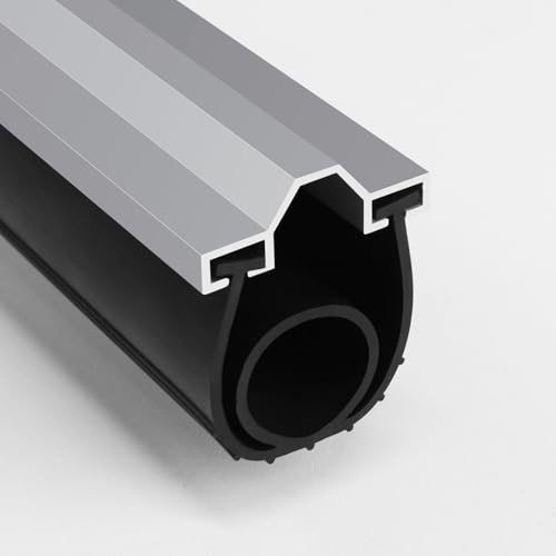 Duzzy 16.5 Feet Convex Shape Garage Door Seal Kits, Pre-drilled Heavy-Duty Weatherproofing Garage Door Rubber Seals Bottom Pakage with Aluminum Track Retainer Base Kits